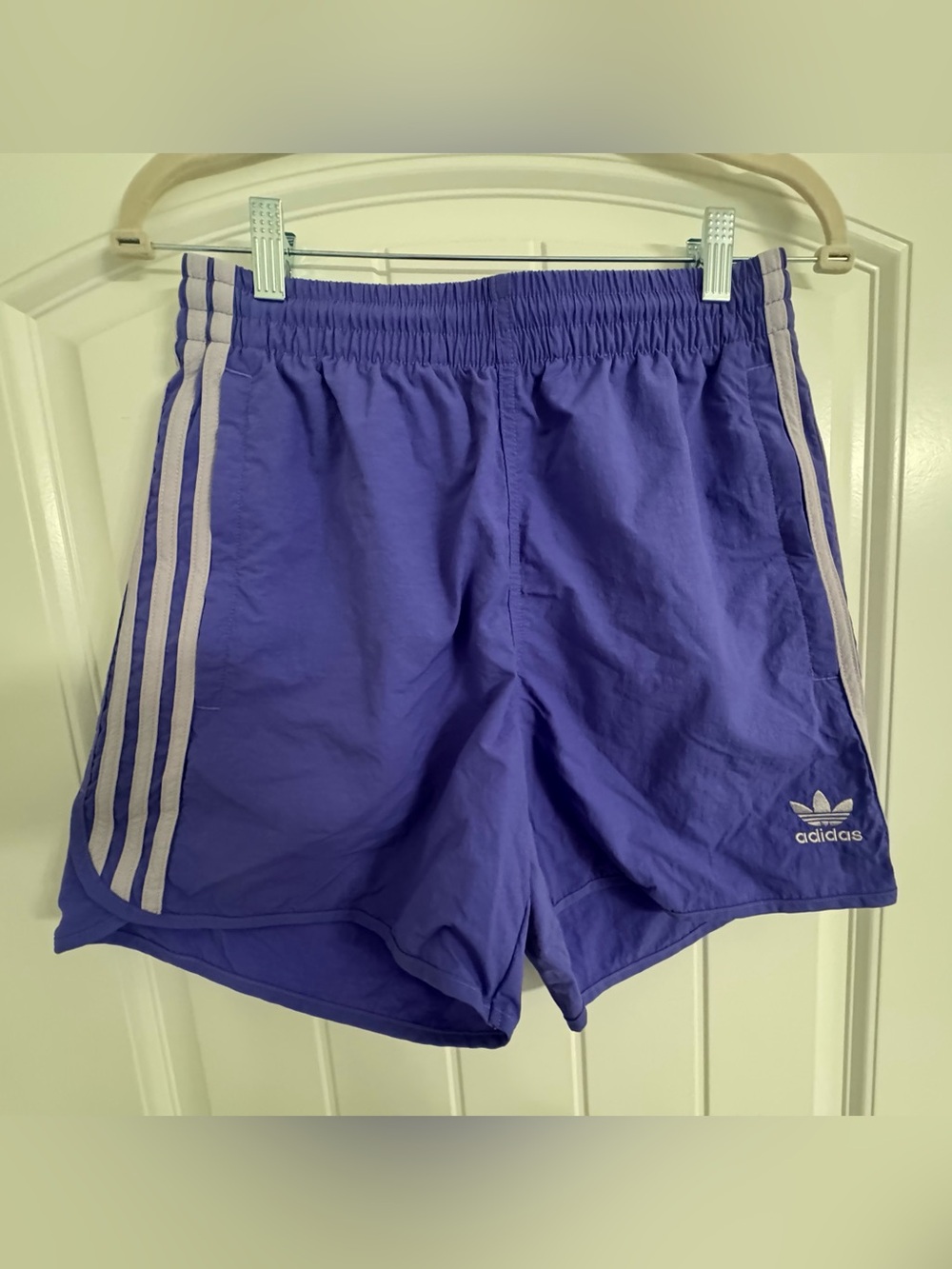 adidas Women's Purple Athletic Shorts with White Side Stripes